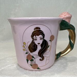 Disney Beauty and the Beast Pink Mug with Rose Handle